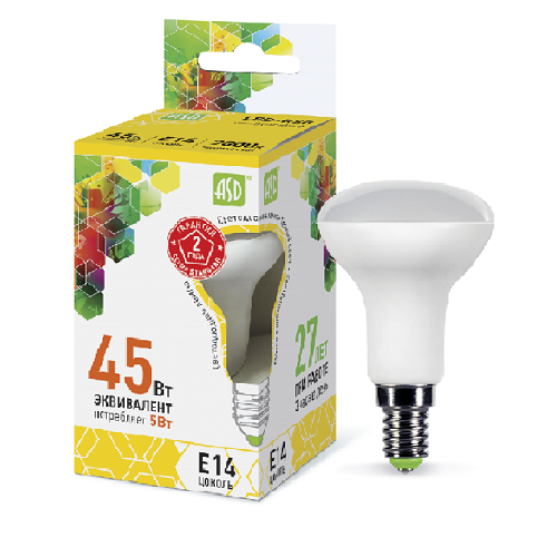 Лампа светодиодная ASD Standart R50 Спот E14 220В 5Вт 450Лм 3000К 40х80мм фото Лампа светодиодная ASD Standart R50 Спот E14 220В 5Вт 450Лм 3000К 40х80мм картинка